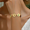 Vintage Hollow Flower Real 18K Gold Plated Brass Rhinestone Link Bracelets for Women, 7-1/4 inch(18.5cm)