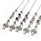 Alloy Tree Dowsing Pendulums, with Rack Plating Brass Findings and Natural & Synthetic Gemstone Beads, 187mm