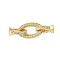 Oval Brass Micro Pave Clear Cubic Zirconia Fold Over Clasps, Long-Lasting Plated, Cadmium Free & Lead Free, Rack Plating, Real 18K Gold Plated, 34.5mm