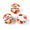 Printed Opaque Acrylic Beads, Round, AB Color, Leaf, 15.9mm, Hole: 2.8mm