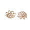 Brass Fancy Bead Caps, Lead Free & Nickel Free, Flower, Light Gold, 10x4mm