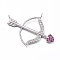 Brass Micro Pave Cubic Zirconia Pendants, Bow and Arrow, Platinum, 26.5x37x3mm, Hole: 1.4mm