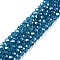 Electroplate Glass Beads Strands, Pearl Luster Plated, Faceted, Rondelle, Steel Blue, 3.5~3.8x3mm, Hole: 0.4mm, about 105~110pcs/strand, 29~31cm