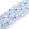 Transparent Glass Beads Strands, Bicone, Half Plated, AB Color Plated, Faceted, Dyed & Hearted, Light Blue, 4~4.5x3.5~4mm, Hole: 0.8~0.9mm, about 80~82pcs/strand, 12.20~12.40 inch(31~31.5cm)