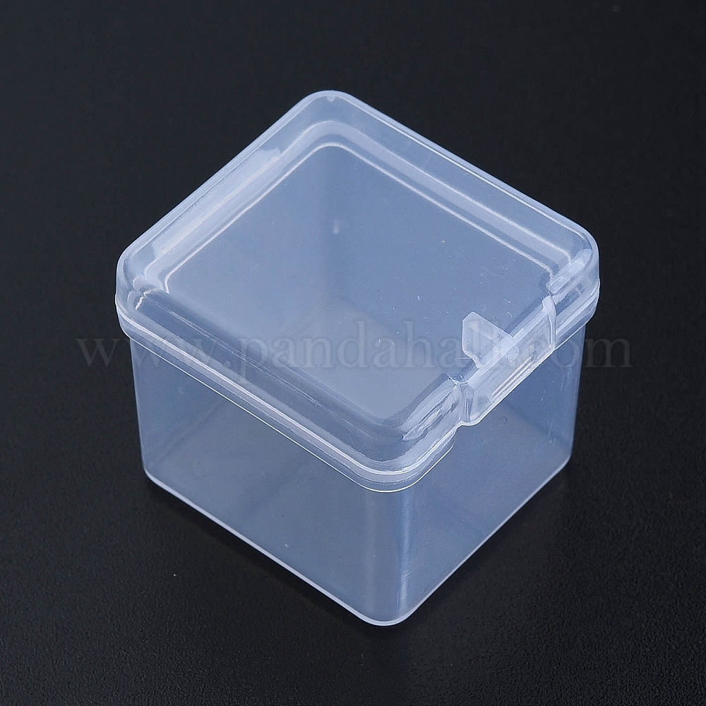 20-Pack Clear Rectangle Mini Plastic Bead Storage Boxes - 27x27mm Small Jewelry Containers
