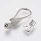 Brass Micro Pave Cubic Zirconia Fold Over Clasps ZIRC-F083-117P-RS-2