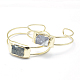Bracelets de manchette en cristal de quartz druzy naturel et teint BJEW-P079-12G-1