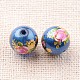 Flower Picture Printed Glass Round Beads GLAA-J087-10mm-B03-2