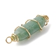 Natural Green Aventurine Copper Wire Wrapped Pointed Pendants PALLOY-JF02462-04-3