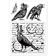 GLOBLELAND Raven with Gentleman's Hat Clear Stamps Words Background Silicone Clear Stamp Seals for Cards Making DIY Scrapbooking Photo Journal Album Decoration DIY-WH0167-57-0108-8