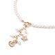 Starfish and Shell Pendant Necklace with Grade A Natural Pearl for Women NJEW-JN03799-5