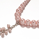 25inch Pink  Glass Pearl Necklace TBS029-2
