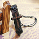 Adjustable Cross with Word Iron Braided Leather Cord Bracelets BJEW-P0001-02B-2