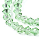 オーストリアの水晶の模造品5301 双円錐形ビーズ  カット加工ガラスビーズ連売り  薄緑  6x6mm  穴：1.2mm  約47~48個/連  10.24インチ〜10.43インチ（26~26.5cm） GLAA-S026-6mm-16-3