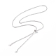 ステンレス鋼ローロチェーンネックレス304個  女性のための調節可能なスライダーネックレス  銀  25.98インチ（66cm） NJEW-JN03811-4