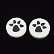手作り樹脂クレイカボション  猫の足跡のあるフラットラウンド  乳白色  9~10x1.5~2mm  約192~240個/48g X-CLAY-S091-019B-2
