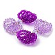Cabochons à nœud papillon en perles de verre enveloppés de fil de cuivre FIND-G058-04F-3