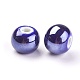 Perles rondes en porcelaine artisanale bleu foncé nacré X-PORC-D001-10mm-14-2
