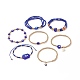 Set di braccialetti elastici con perline in ottone e semi di vetro e semi di vetro e set di braccialetti elasticizzati per donna BJEW-JB09249-03-4
