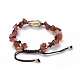 Bracelets de perles tressées en agate rouge naturelle/cornaline (teinte) à puce réglable BJEW-JB04994-02-2