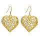 Oro romántico plateado colgante los pendientes del corazón hueco de latón EJEW-BB01517-1