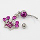 Body Jewelry Crown Alloy Rhinestone Navel Ring Belly Rings RB-D073-02-4