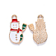 合金エナメルチャーム  クリスマスのために  雪だるま  ライトゴールド  ホワイト  21x13x1.5mm  穴：2mm ENAM-S121-108-1