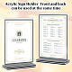 DELORIGIN Acrylic Display Stand Table Top Sign Holder Clear Vertical Double Sided Bottom Load T Shape Flyer Holder Plastic for Restaurant Menu Office Documents Store Promotions Display 3.9x2x5.9inch ODIS-WH0043-34-4