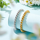 Benecreat 4 pièces 2 couleurs 201 bracelets extensibles en perles rondes en acier inoxydable pour hommes femmes BJEW-BC0001-15B-4