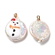 Baroque Style Natural Keshi Pearl Pendants with Enamel PEAR-G013-02A-2