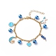 Alloy Enamel & Glass Pearl Charm Bracelet with 304 Stainless Steel Chains for Women BJEW-JB08707-02-1