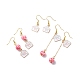 3 paio di 3 ciondoli smaltati in lega rosa stile e orecchini pendenti con perline in resina EJEW-JE05030-05-1