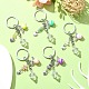 Porte-clés pendentif cœur en alliage et puces de pierres précieuses avec chamr en acrylique ange KEYC-JKC00541-4