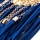 亜鉛合金bibステートメントネックレス  タッセルペンダント付き  ブルー  ゴールドカラー  15.7インチ（40cm） NJEW-BB32369-B-4