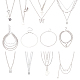 Anattasoul 18 piezas 18 estilo aleación bordillo y clip y cadena de espiga conjunto de collares NJEW-AN0001-43-1