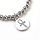 Bracelets extensible en perles en 304 acier inoxydable avec breloque BJEW-JB03862-02-2