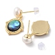Boucles d'oreilles pendantes en perles et coquillages paua EJEW-P256-09G-2