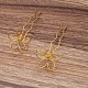 鉄のかんざしヘアフォークパーツ  花細線細工のパーツ  ゴールドカラー  70x12x1.2mm  フィリグリーパーツ：35mm OHAR-PW0001-074G-1
