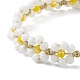 Braccialetto di perle intrecciate di vetro fiore BJEW-TA00169-4