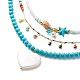 3 Uds. 3 uds. Conjunto de collares con colgante de esmalte y corazón acrílico y perlas de concha NJEW-JN04038-4