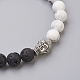 Perles de pierre de lave naturelle et perles de howlite naturelles bracelets extensibles BJEW-JB03851-02-2