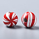 Painted Natural Wood European Beads WOOD-S057-044-4