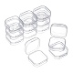 正方形プラスチックビーズ貯蔵容器  ヒンジ付き蓋付き  透明  3.5x3.5x1.8cm CON-FS0001-10-1
