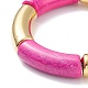11Pcs 11 Color Imitation Gemstone Acrylic & CCB Plastic Curved Tube Chunky Stretch Bracelets Set for Women BJEW-JB08137-5