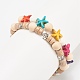 2 set di braccialetti elastici con perline di fiori e stelle marine in stile 2 pezzi BJEW-JB08027-5