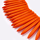 合成ターコイズ目盛り付きスパイクビーズ連売り  牙の形状  オレンジ  20~49x4.5~5mm  穴：1.2mm  約99個/連  16.9~17.7インチ（43~45cm） G-F604-10I-2