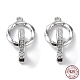 Rhodium Plated 925 Sterling Silver Micro Pave Clear Cubic Zirconia Fold Over Clasps STER-G036-18P-1