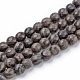 Natural Black Wood Lace Stone Beads Strands G-Q462-92-6mm-1