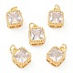 Real 18K Gold Plated Brass Inlaid Cubic Zirconia Charms ZIRC-L100-073G-07-1