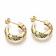 Brass Micro Pave Colorful Cubic Zirconia Stud Earrings EJEW-S208-051-2